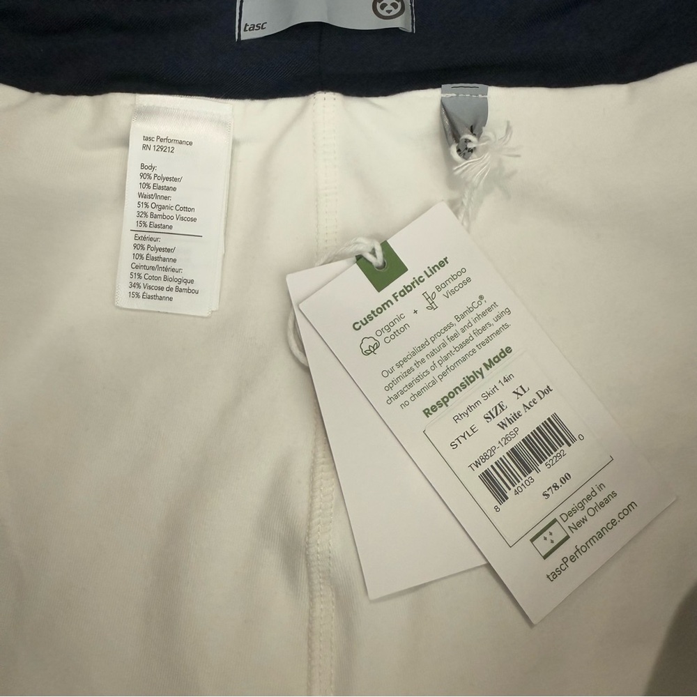 NWT Tasc Peformance Rhythm Tennis Skirt White Ace Dot‎ Size X-Large - Picture 7 of 12